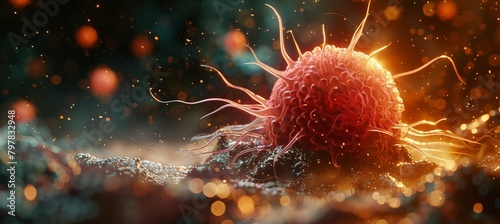 Tumor mutation. Body virus infection. Generative AI technology.	
 photo