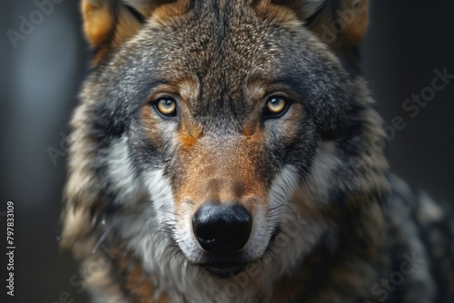 Wolf portrait. A beautiful wolf posing for the camera. Wild Life photography of a wolf.