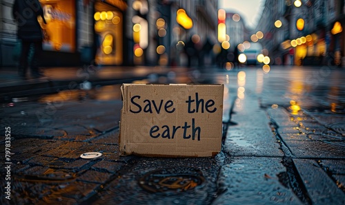 save the earth sign in a street