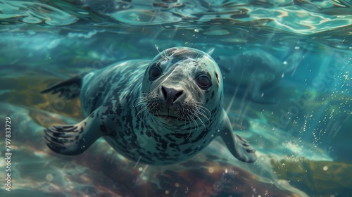 A seal is swimming in the ocean