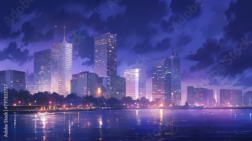 東京湾とビル群の夜景_2 photo