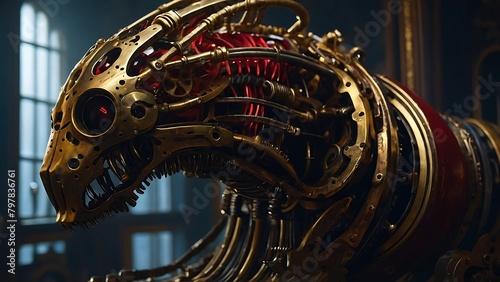 Golden mechanical mechanism demon robot