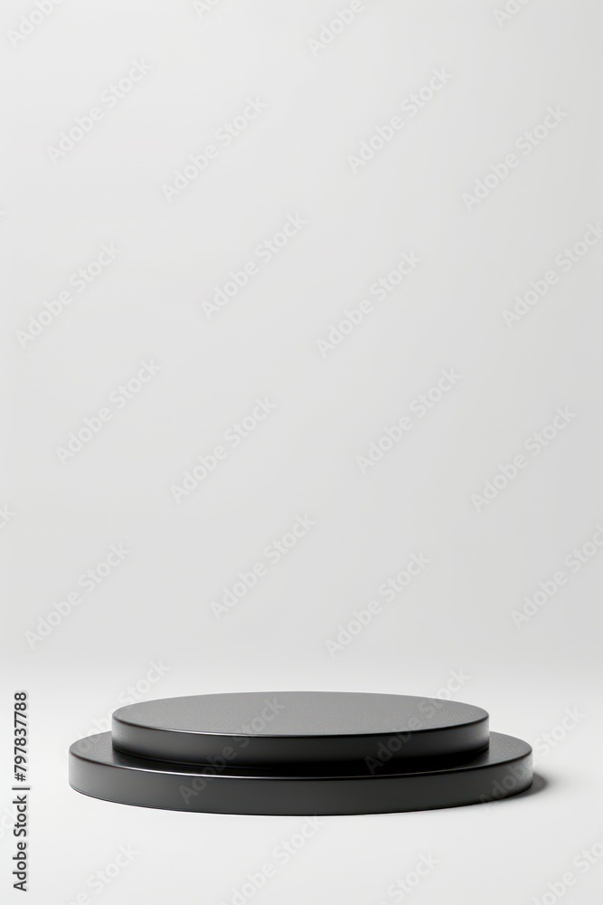 Empty white space with black podium. For the presentation of a premium luxury product Empty white space with black podium. For the presentation of a premium luxury product