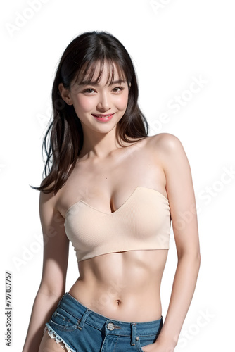 Asian sexy woman on transparent background 