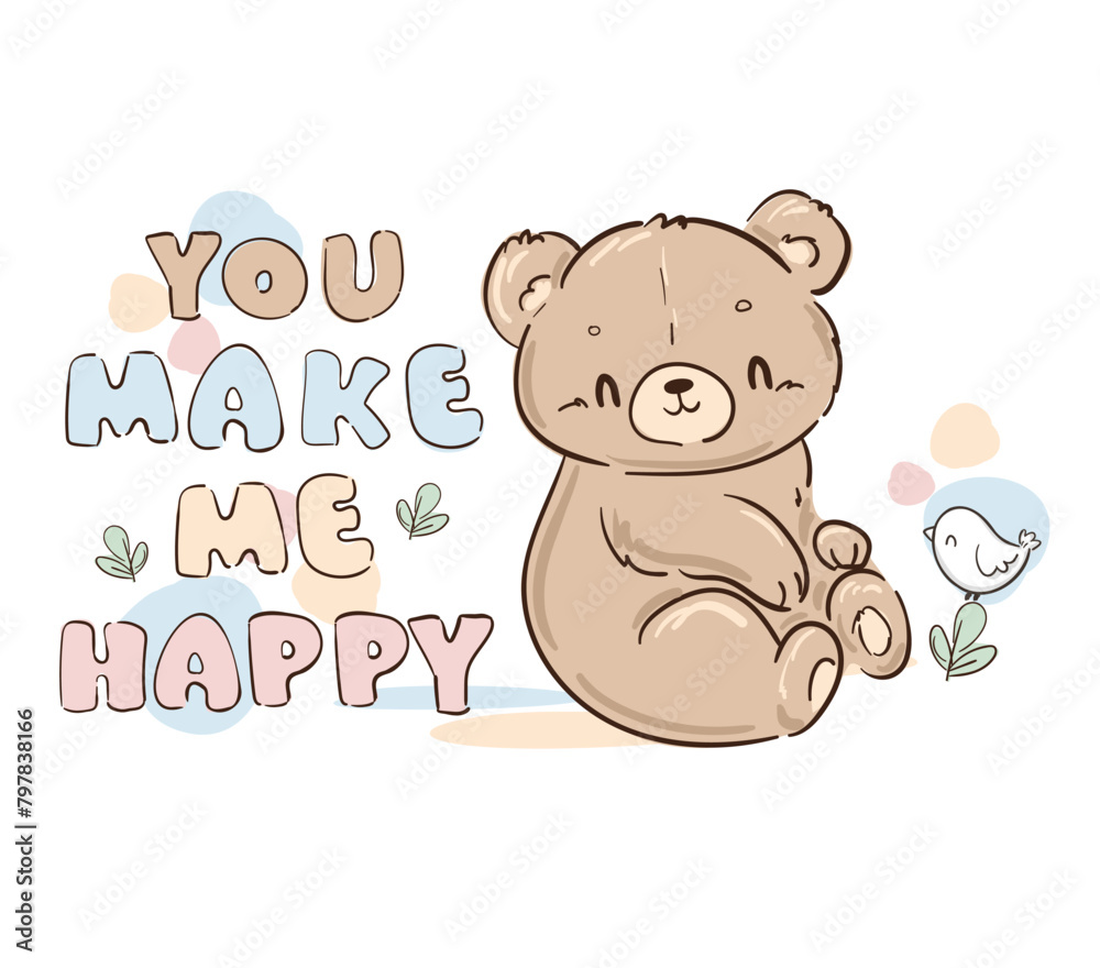Hand Drawn Cute Teddy Bear, vector illustration, Print for baby, newborns design Hand Drawn Cute Teddy Bear, vector illustration, Print for baby, newborns design