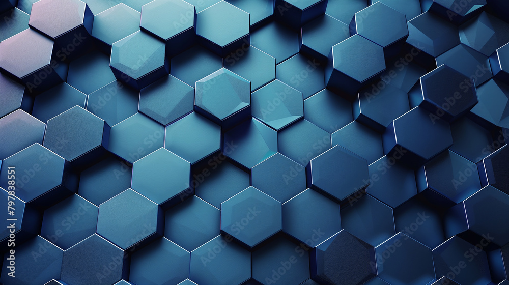 A blue background with a pattern of hexagons. The hexagons are all different sizes and are arranged in a way that creates a sense of depth and texture. Scene is one of modernity and sophistication A blue background with a pattern of hexagons. The hexagons are all different sizes and are arranged in a way that creates a sense of depth and texture. Scene is one of modernity and sophistication