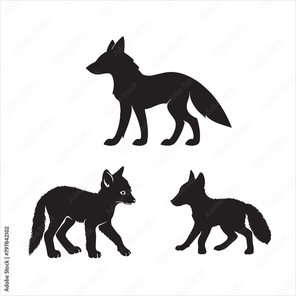 Fox silhouettes. with fully editable
Fox silhouettes. with fully editable