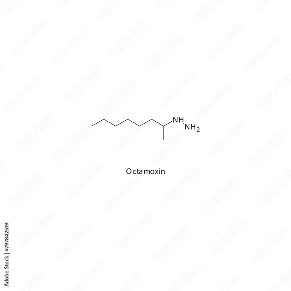 Octamoxin  flat skeletal molecular structure MAO inhibitor drug used in depression treatment. Vector illustration scientific diagram.