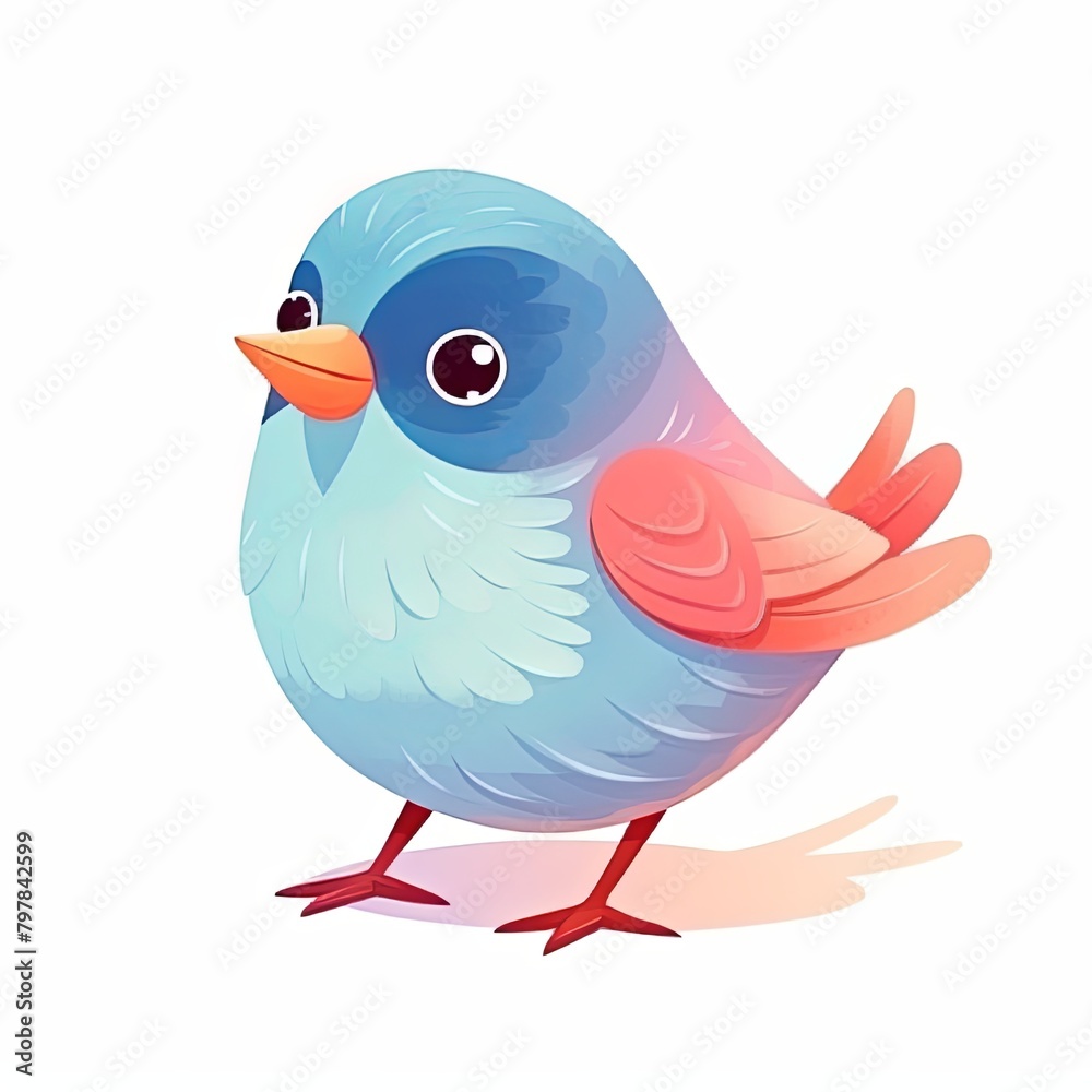 flat illustration of cute pleasant bird, friendly character, white background flat illustration of cute pleasant bird, friendly character, white background