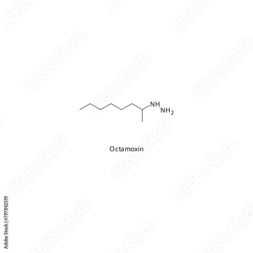 Octamoxin  flat skeletal molecular structure MAO inhibitor drug used in depression treatment. Vector illustration scientific diagram.