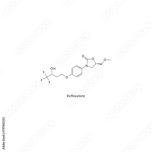 Befloxatone  flat skeletal molecular structure MAO A inhibitor drug used in depression treatment. Vector illustration scientific diagram. photo