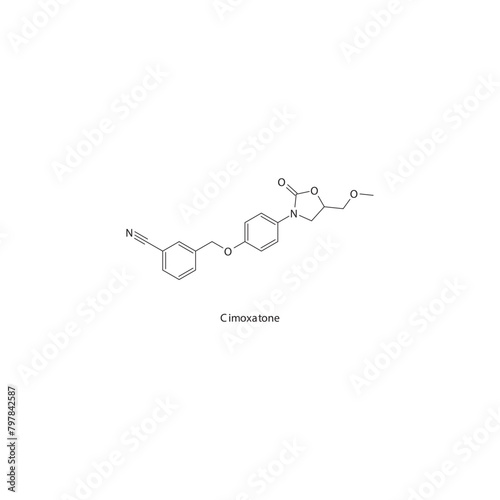 Cimoxatone  flat skeletal molecular structure MAO A inhibitor drug used in depression treatment. Vector illustration scientific diagram.