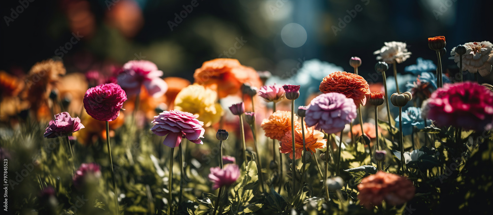 beautiful multicolored flowers Zínnia