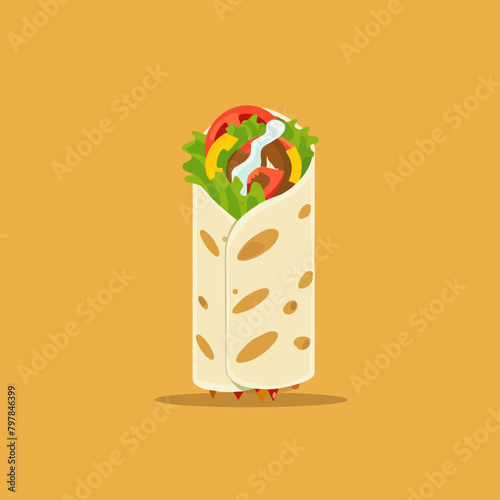 Tortilla wrap icon. Fast food vector illustration in flat style