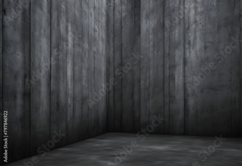 Minimalist Monochrome  Empty Room with Concrete Walls and Textured Shadows