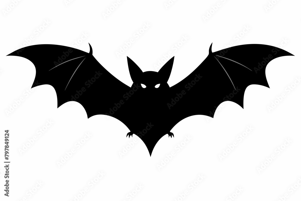 black bat silhouette vector illustration on white background