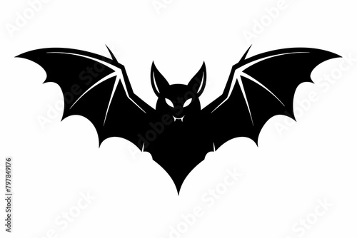 black bat silhouette vector illustration on white background photo