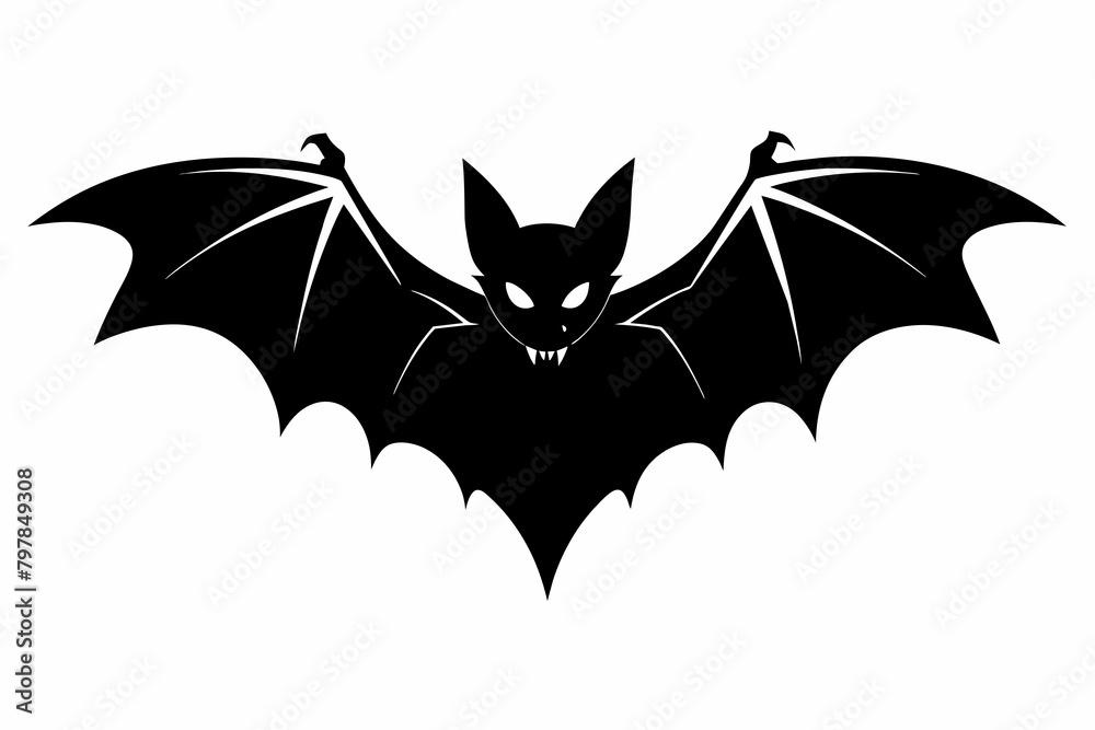 black bat silhouette vector illustration on white background Stock ...