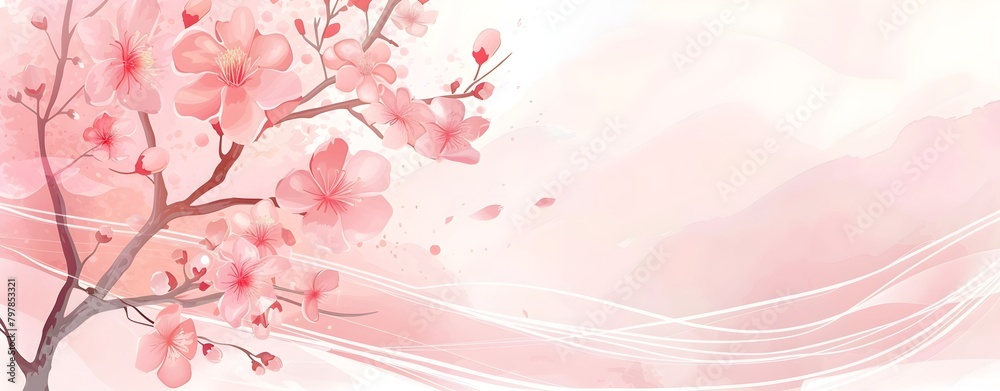 spring cherry blossom pink cherry tree illustration
