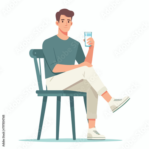 Vector of a man drinking from a bottle or glass