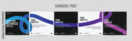 Editable Instagram Carousel Post Layout Set, Social Media Marketing microblog template design, tips & tricks linkedin post template, eps 10.	