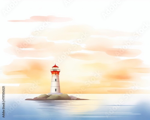 lone lighthouse at sunset