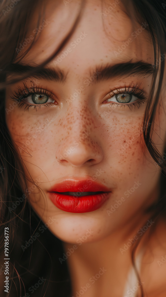 a closeup shot of a spanish fashion model looking at camera with eye lashes lipstick full makeup a closeup shot of a spanish fashion model looking at camera with eye lashes lipstick full makeup
