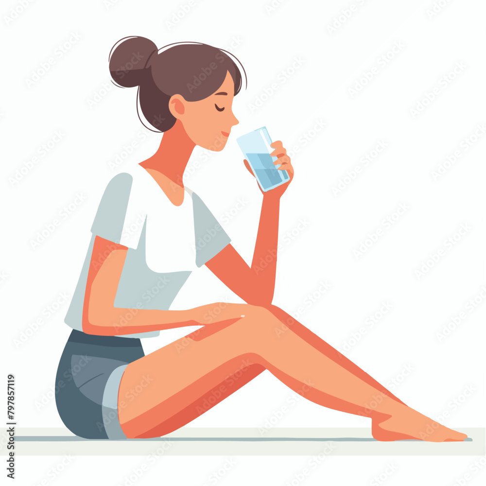 Vector of a woman drinking from a bottle or glass Vector of a woman drinking from a bottle or glass