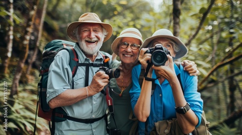 Retirees embracing new adventures with excitement and curiosity in unfamiliar destinations