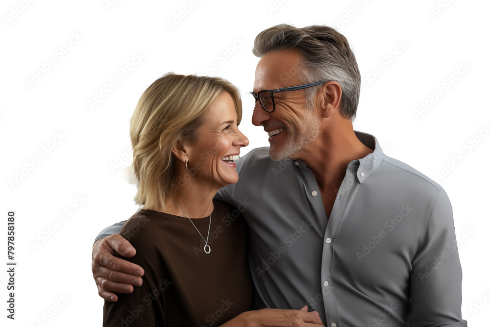 Middle aged couple on isolated chroma key background Middle aged couple on isolated chroma key background