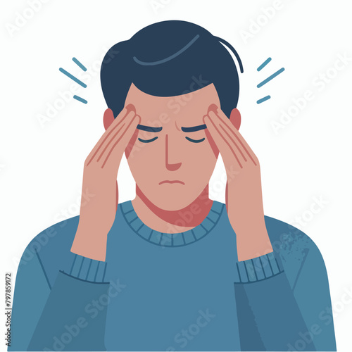 Vector a man with his hands on his head and his hands are holding his head