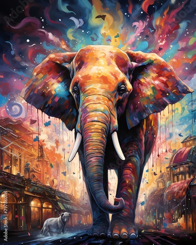 Transform the carnival experience into a charming watercolor masterpiece from a unique low-angle perspective, showcasing animals reveling in excitement on rides, games, and treats amidst a kaleidoscop photo