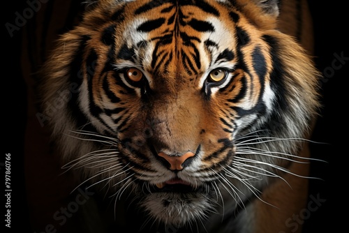 Eyes of a great tiger on black background © kenkuza