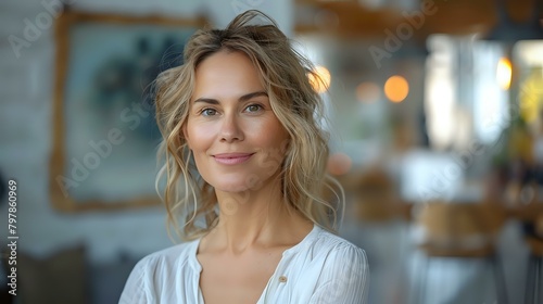 Warm and Reliable: Middle-Aged Woman with Radiant Smile