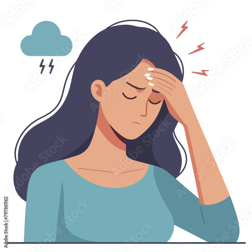 Vector a woman with a cloud in the background that says quot