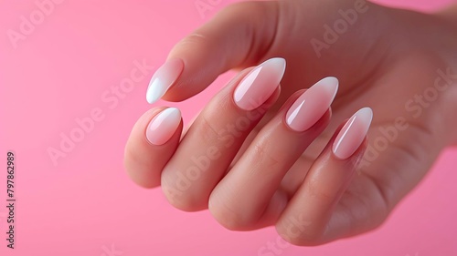 Beautiful women's nails with a beautiful manicure, selective focus, Generative AI,