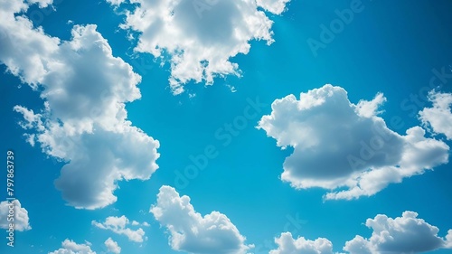blue sky with clouds, selective focus, Generative AI,