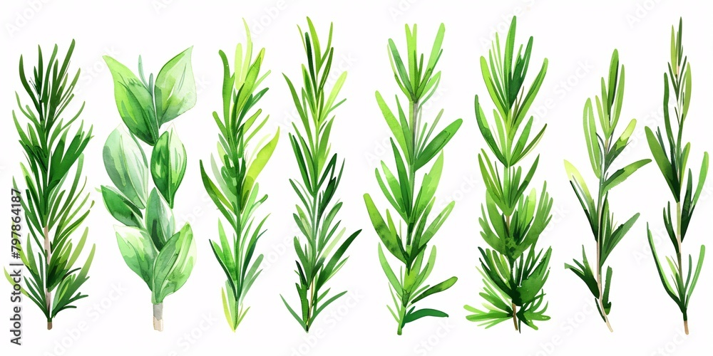 A bundle of new rosemary on a plain background.