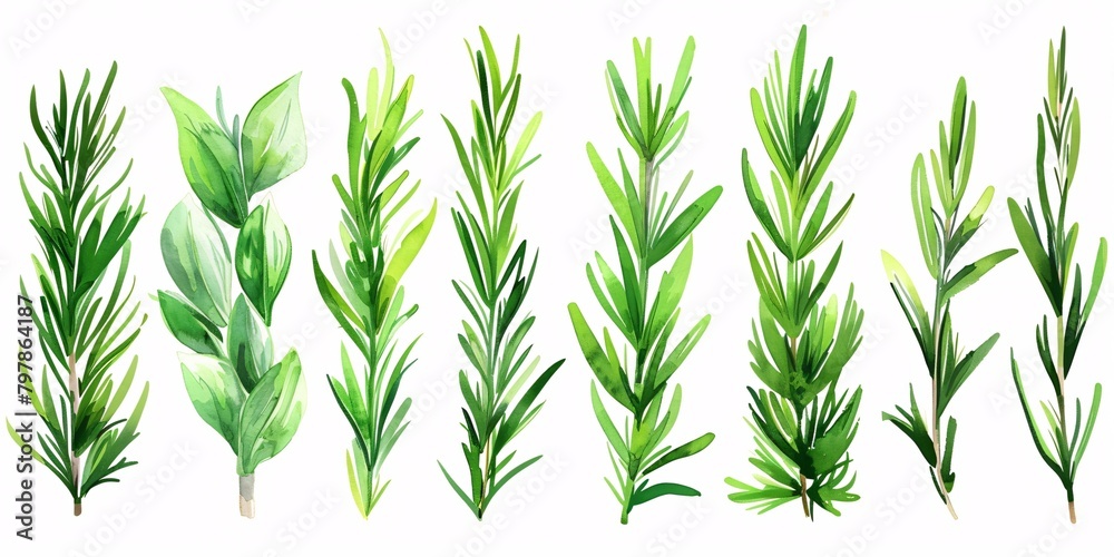 A bundle of new rosemary on a plain background. A bundle of new rosemary on a plain background.