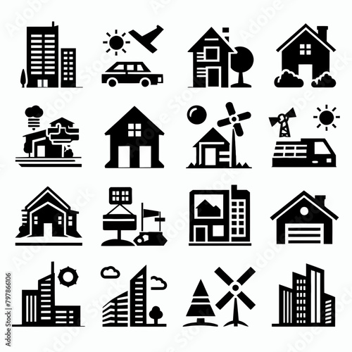 outline training icon set silhouette vector illustration white background