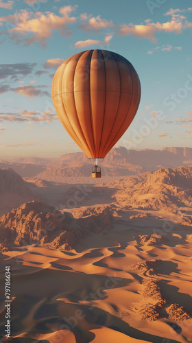 Hot air balloon flying in the dessert