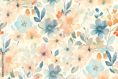 A delicate floral pattern with light shades of pastel colors  creating an elegant and whimsical vector illustration.