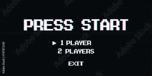 Press start  by selecting a player or exiting the game's main menu. Modern trendy game background with lighting effect. Vector illustration