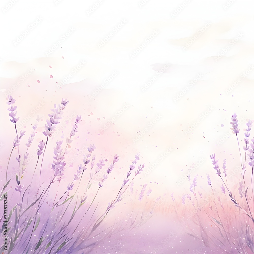 Enchanting Lavender Field in Watercolor Inspired Style