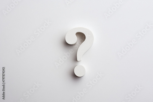 White question mark design with copy space on white background