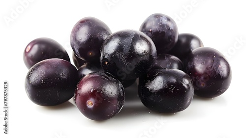 Plum isolated. Ripe red plum and plum slice isolated on white background. Fresh fruits Ai generated 