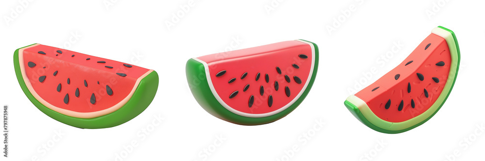 PNG watermelon 3d icons and objects collection, in cartoon style minimal on transparent, white background, isolate PNG watermelon 3d icons and objects collection, in cartoon style minimal on transparent, white background, isolate
