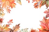 watercolor autumn floral frame set, white background, clipart