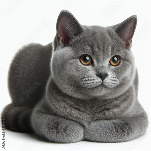 vector portrait of grey british cat