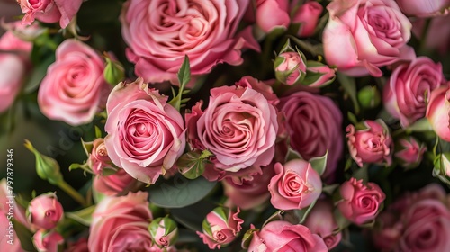 Beautiful bouquet of soft pink roses, perfect for Valentine's Day.